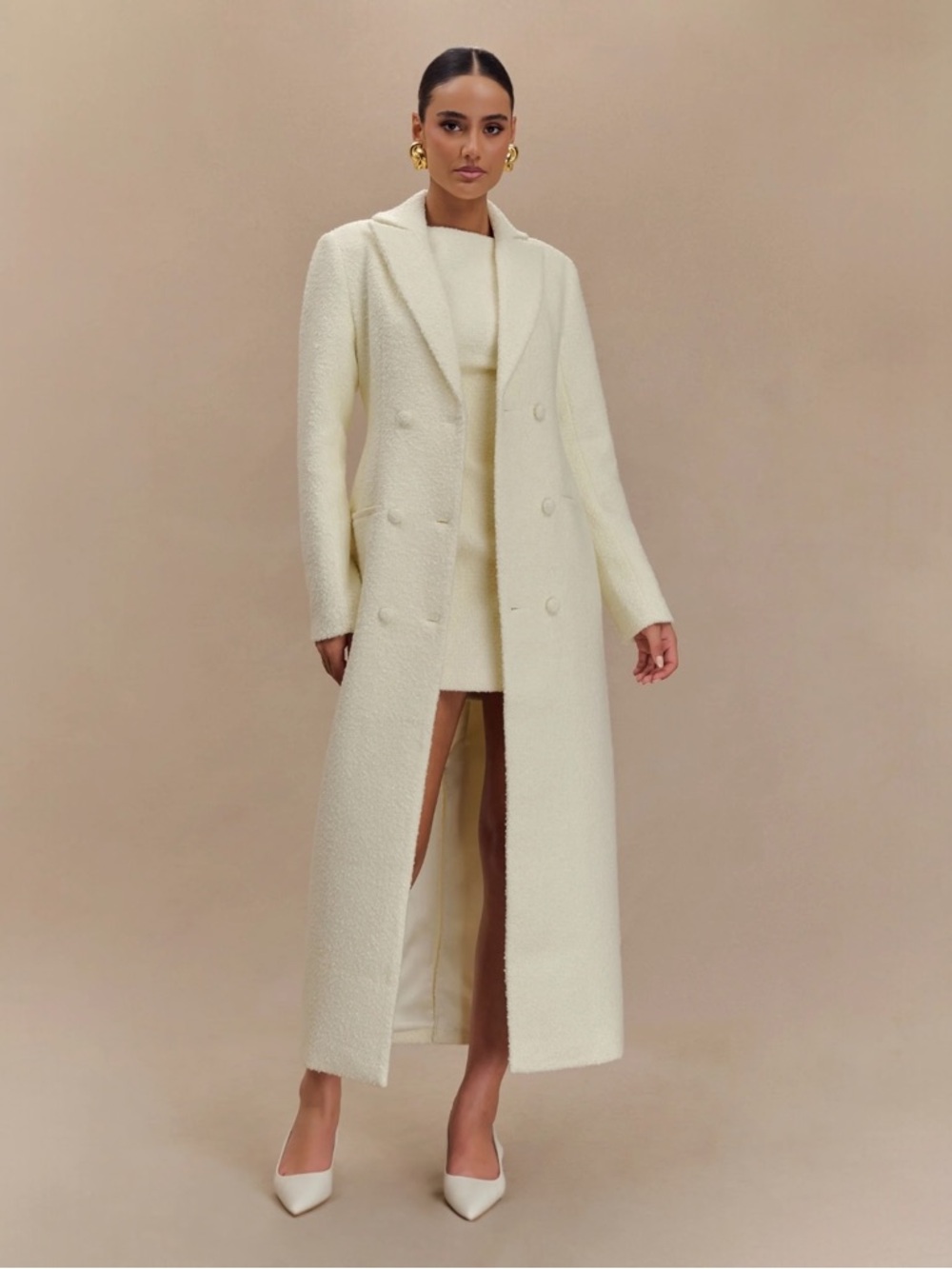 MESHKI Carver Boucle Coat Ivory XL